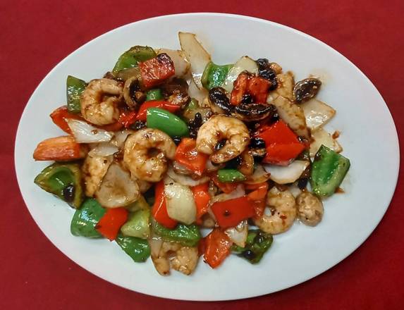 62. Pan Fried Prawns with Black Bean Sauce (豉椒蝦球)